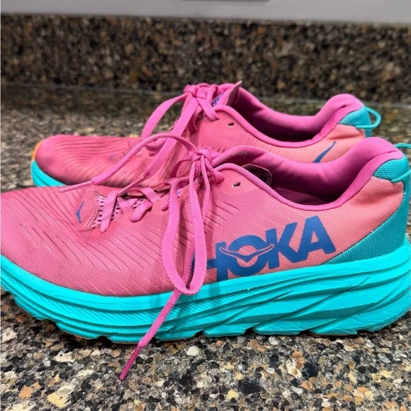 Hoka Vibrant Pink and Teal Sneakers ladies Rincon 3 size 7.5 - Picture 4 of 10